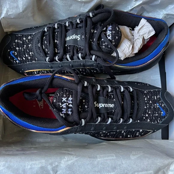 Mens Size 9 Nike Air Max Tailwind 4 x Supreme Black Cobalt 2019 Brand New In Box